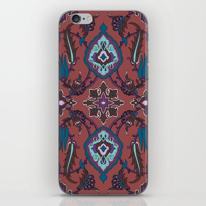 Red and Blue Floral Texture Background iPhone Skin