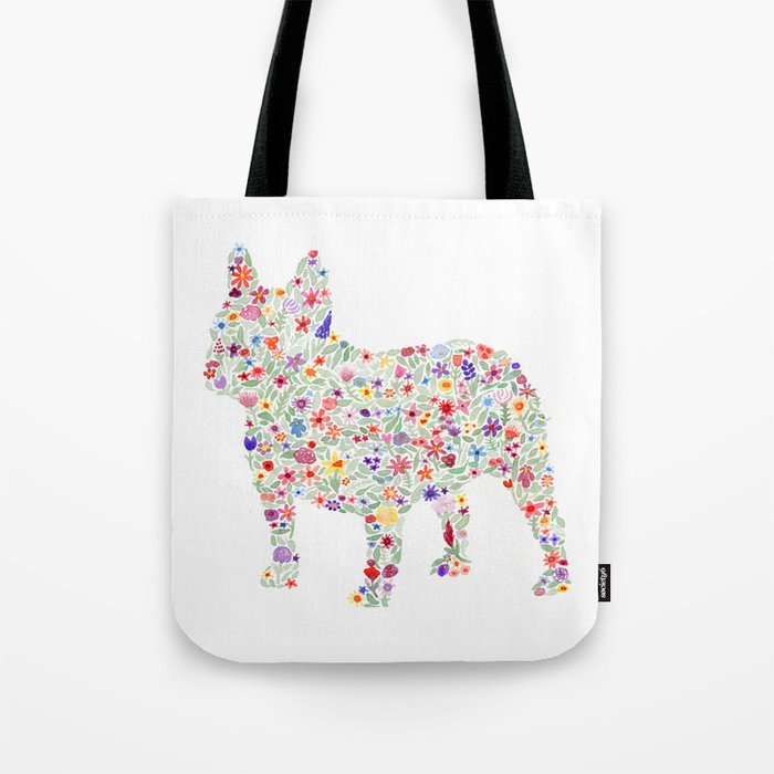 French Bulldog Floral Watercolor Tote Bag