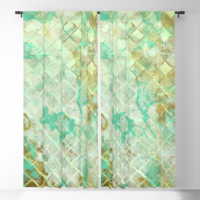 Turquoise Gold Marble Mosaic Blackout Curtain By Mmartabc Society6