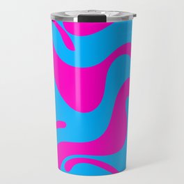 Lava Lamp - 70s Colorful Abstract Minimal Modern Wavy Art Design Pattern in Pink and Blue Travel Mug