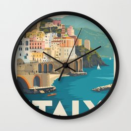 Italys Amalfi Coast Travel Waterfront Wall Clock