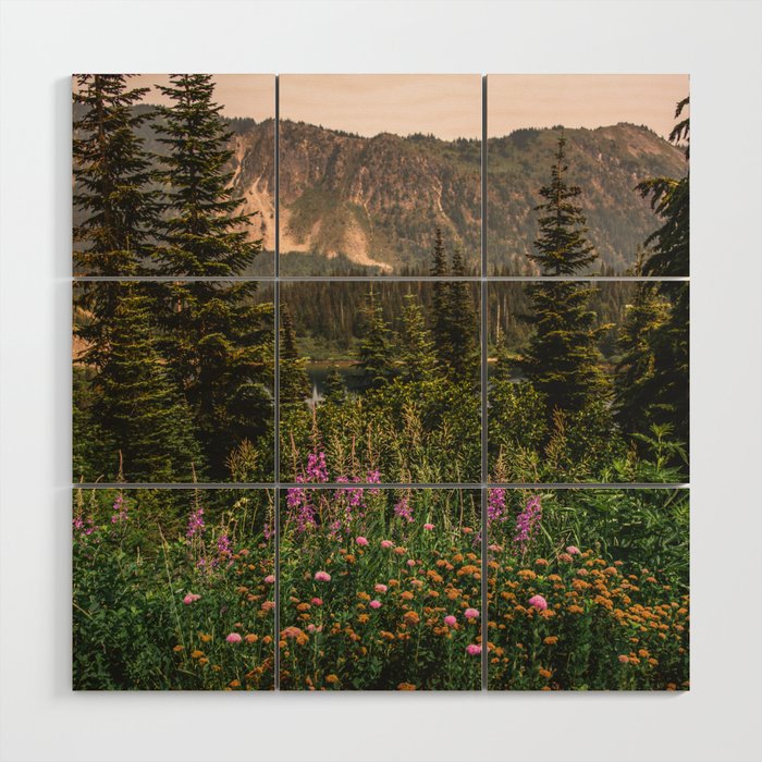 Mount Rainier Wildflower Adventure VI - Pacific Northwest Mountain Forest Wanderlust Wood Wall Art