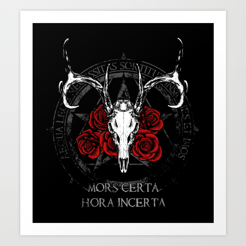 Deer Skull Latin Death Quote Pagan Occult Art Print By Zachholmberg Society6