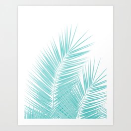 Soft Turquoise Palm Leaves Dream - Cali Summer Vibes #1 #tropical #decor #art #society6 Art Print