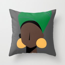 Abstract woman with green turban Throw Pillow