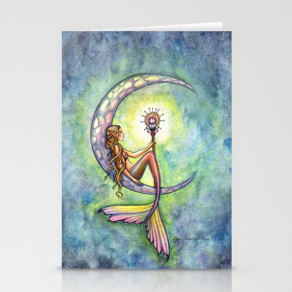 Mermaid Moon Watercolor Fantasy Art By Molly Harrison Stationery