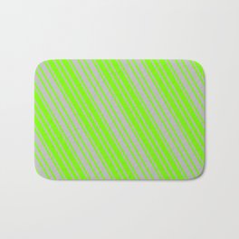[ Thumbnail: Green and Grey Colored Pattern of Stripes Bath Mat ]