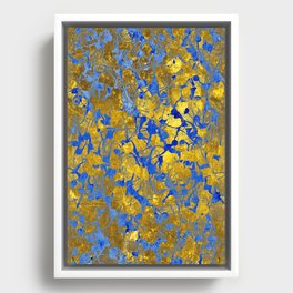 Blue Splash on Gold Framed Canvas