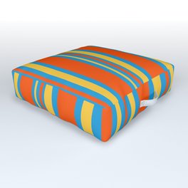 Retro Modern Vertical Stripe Pattern Orange Blue Yellow Outdoor Floor Cushion