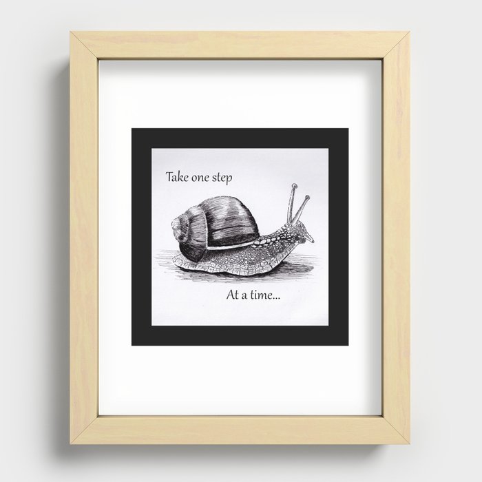 Snail in Ink Art Print - Keep Moving Recessed Framed Print