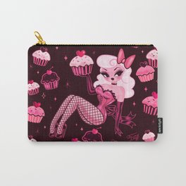 Cupcake Girl Pink on Dark Chocolate Carry-All Pouch
