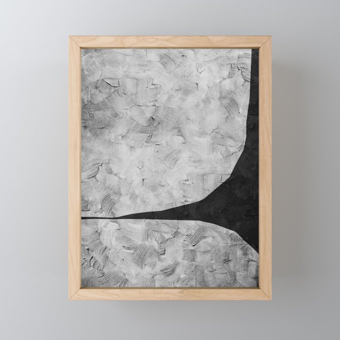 BLACK AND WHITE MINIMALIST ABSTRACT ART - #18 by Seis Art Studio Framed Mini Art Print