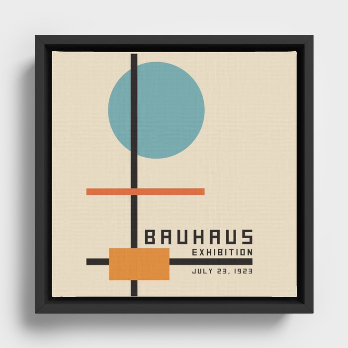 Bauhaus Poster Blue Circle Framed Canvas