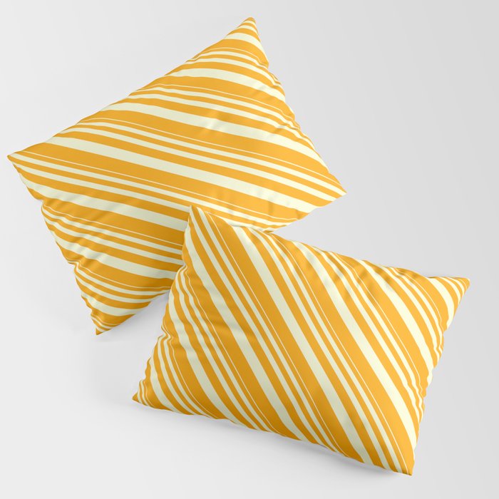 Light Yellow and Orange Colored Lined Pattern Pillow Sham