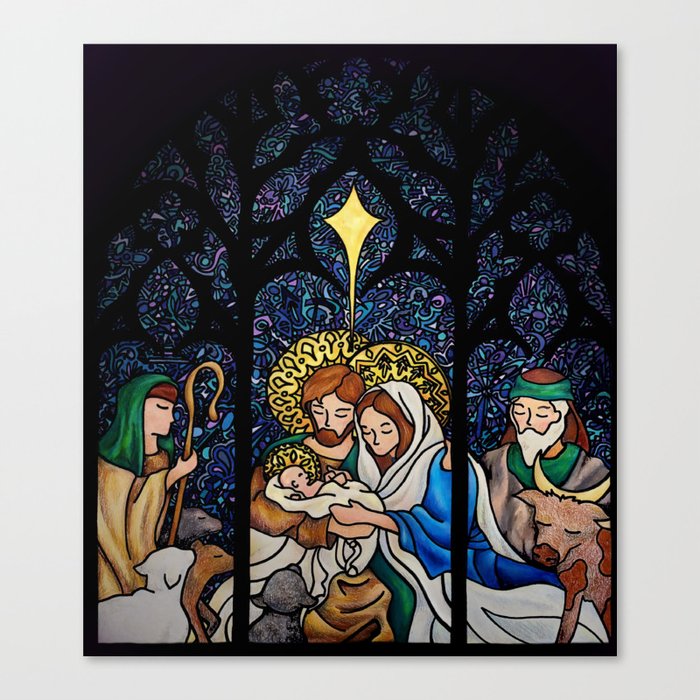 Nativity Stained Glass Canvas Print