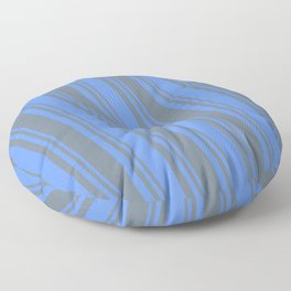 [ Thumbnail: Cornflower Blue and Slate Gray Colored Lines/Stripes Pattern Floor Pillow ]