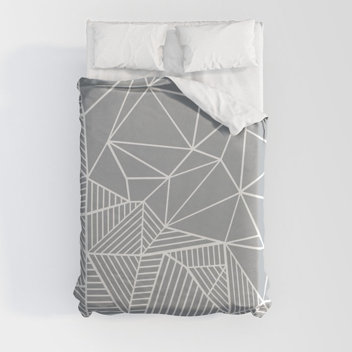 Abstract Half and Half 45 Grey Duvet Cover