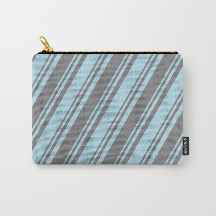 Light Blue and Grey Colored Lined/Striped Pattern Carry-All Pouch