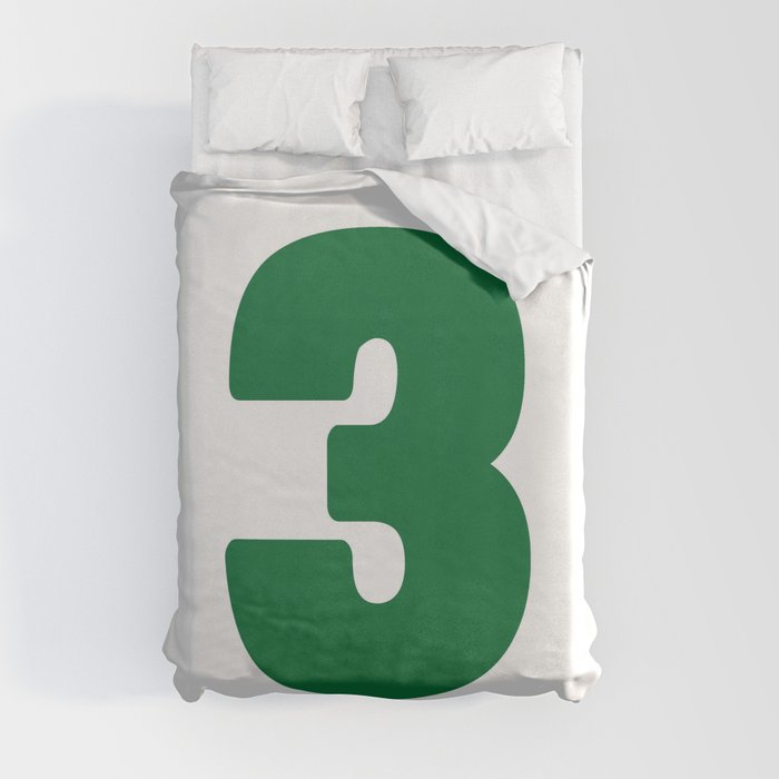 3 (Olive & White Number) Duvet Cover