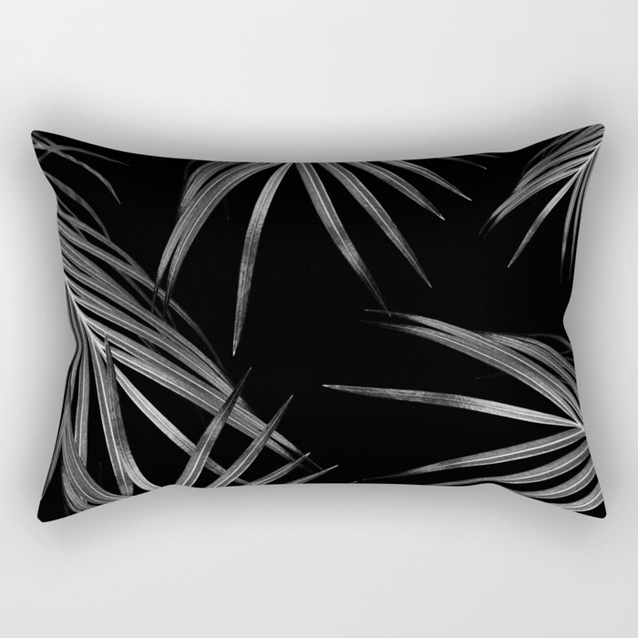 Silver Gray Black Palm Leaves Dream #1 #tropical #decor #art #society6 Rectangular Pillow