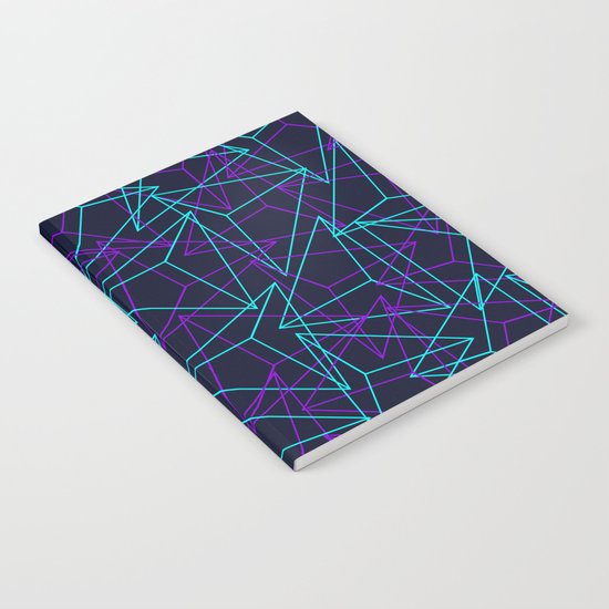 Abstract Geometric 3D Triangle Pattern in turquoise/ purple Notebook