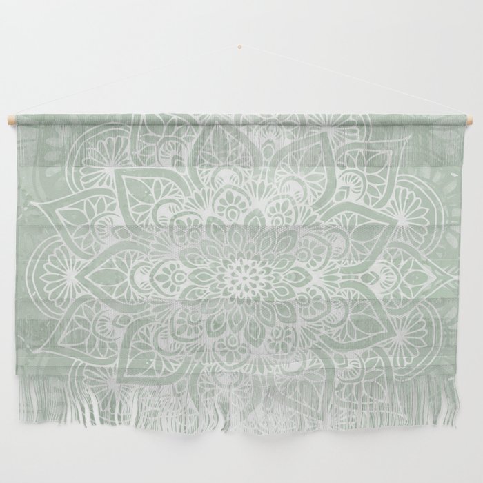 Mandala, Yoga Love, Sage Green, Boho Print Wall Hanging