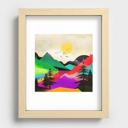 Colorful day near the calm mountain lake Recessed Framed Print
