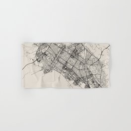 USA, Fremont Black&White City Map Hand & Bath Towel