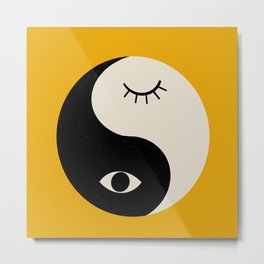 yin yang karma vibes Metal Print | Eyes, Mystical, Goodvibes, Digital, Vibes, Simbol, Curated, Drawing, Lashes, Black And White 