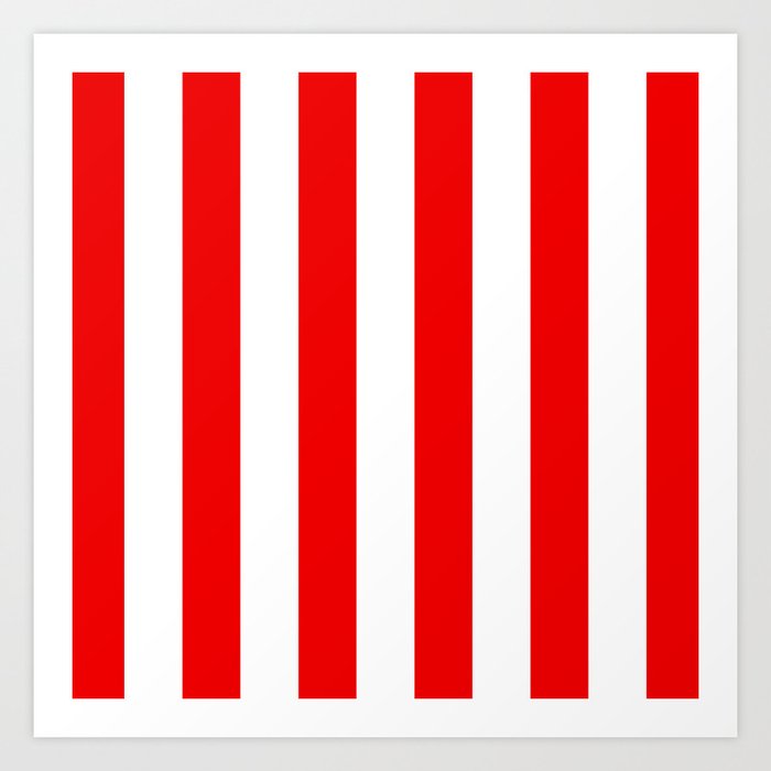 Red White Stripe Line Vertical Bold Stripes Lines Art Print
