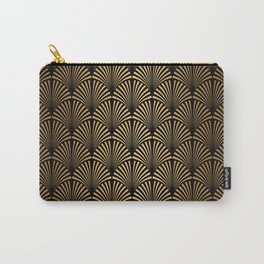 Art Deco Pattern. Seamless black and gold background. Scales or shells crisscross ornament. Minimalistic geometric design. Vintage lines. 1920-30s motifs. Luxury vintage illustration Carry-All Pouch