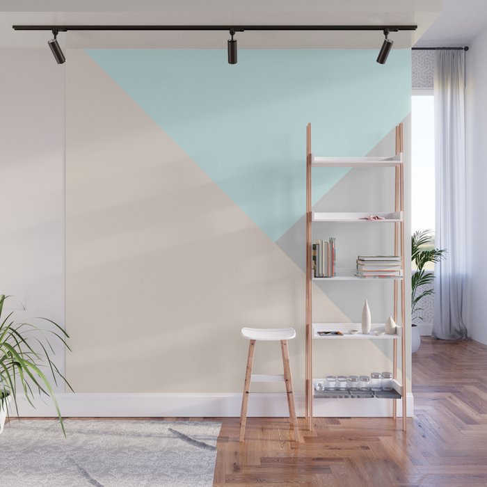 Pastel blue gray color block triangles geometrical Wall Mural