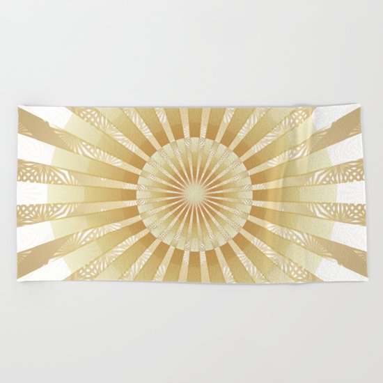 Golden Rays Mandala Beach Towel
