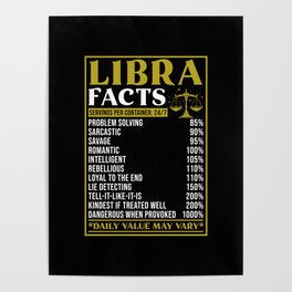 Libra Star Sign Gift Facts Poster