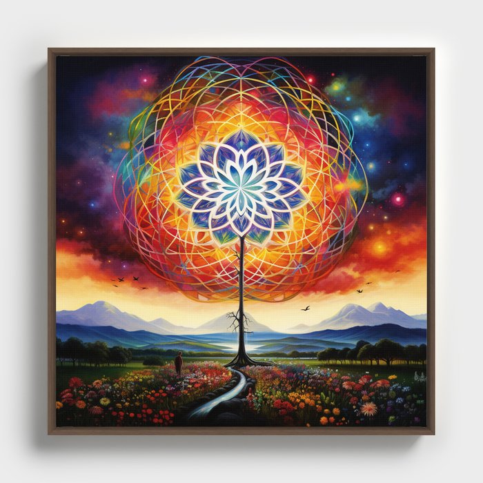 Sacred Tree Of Life Mandala Shambala Framed Canvas
