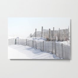 Rhode Island Snow 2015 Metal Print | Stormfence, Beach, Rhodeisland, Photo, Stormfencing, Shadows, Color, Snow, Digital, Contrast 