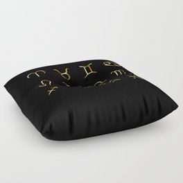Zodiac constellations symbols in gold Floor Pillow