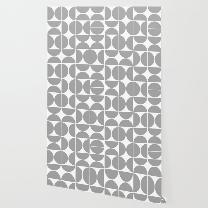 Mid Century Modern Geometric 04 Grey Wallpaper By Theoldartstudio
