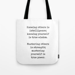 Knowing yourself is true wisdom - Lao Tzu Quote - Literature - Typewriter Print 1 Tote Bag