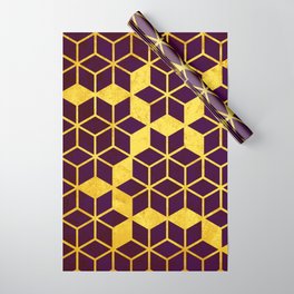 Dark Purple and Gold Cubes Wrapping Paper | Graphicdesign, Cubes, Cubepattern, Gold, Abstractpattern, Geometric, Geometrical, Aestheticdesigns, Graphic, Graphicpattern 