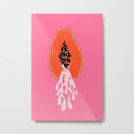 Juicy Papaya II By Fleur Adriana Metal Print | Summer Fruit, Fleur Adriana, Kitchen, Papaya, Female Artist, Graphicdesign, Living Room, Juice, Feminist, Color Block 