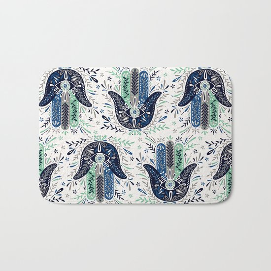 Hamsa Hand – Navy Palette Bath Mat
