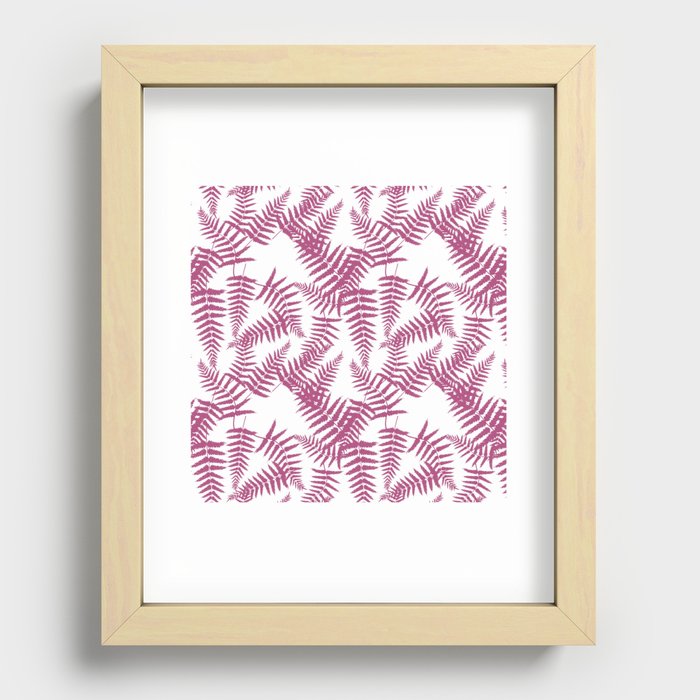 Magenta Silhouette Fern Leaves Pattern Recessed Framed Print