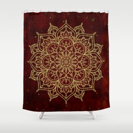 Deep Red & Gold Mandala Shower Curtain