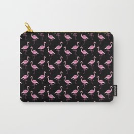Pink Flamingos Pattern & Black Carry-All Pouch