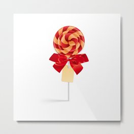 Lollipop with bow and tag Metal Print | Colorful, Striped, Spiral, Dessert, Food, Candy, Lollipop, Tag, Delicious, Curl 