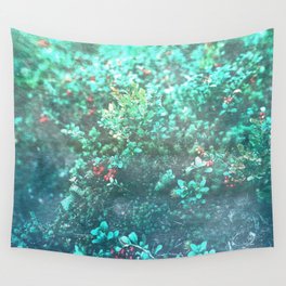 holly berry emerald green Wall Tapestry