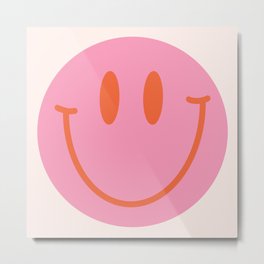 Pink and Orange Smiley Face Metal Print | Happy, Smiley, Pinksmileyface, 2000S, Digital, Graphic, Smileface, Curated, Smiling, Smile 