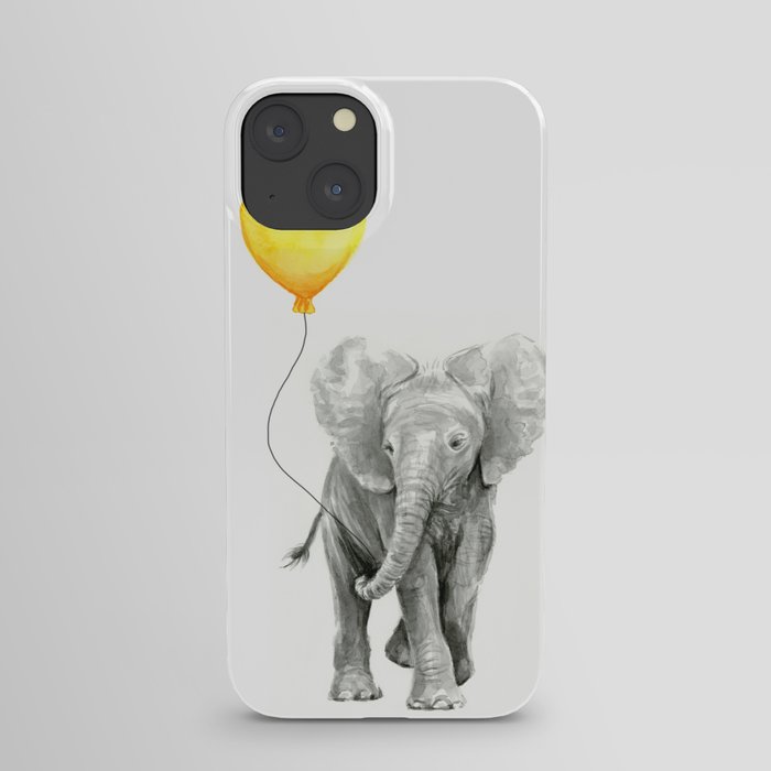 Elephant Watercolor Yellow Balloon Whimsical Baby Animals iPhone Case