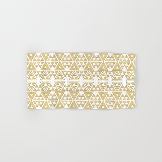 White and Gold Geometric Pattern 2 Hand & Bath Towel